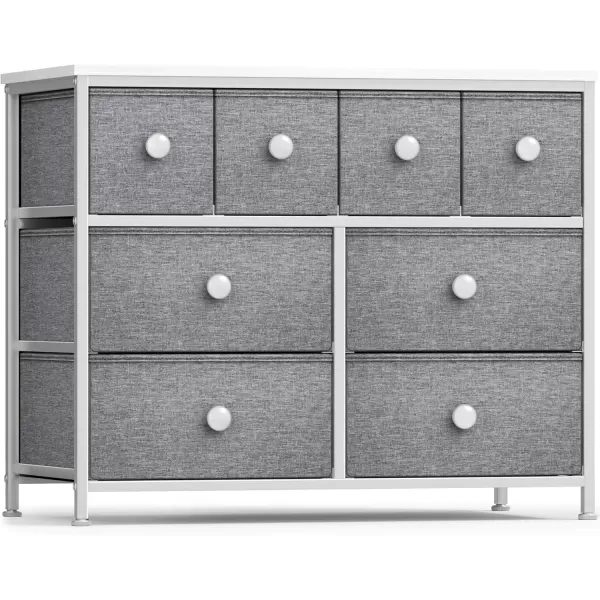 imageSorbus Fabric Dresser for Kids Bedroom  Chest of 8 Drawers Storage Tower Clothing Organizer for Closet for Playroom for Nursery Steel Frame Fabric Bins  Knob Handle Tiedye PurpleWhite