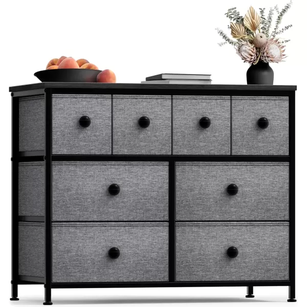 imageSorbus Fabric Dresser for Kids Bedroom  Chest of 8 Drawers Storage Tower Clothing Organizer for Closet for Playroom for Nursery Steel Frame Fabric Bins  Knob Handle Tiedye PurpleBlack