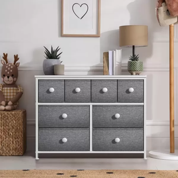 imageSorbus Fabric Dresser for Kids Bedroom  Chest of 8 Drawers Storage Tower Clothing Organizer for Closet for Playroom for Nursery Steel Frame Fabric Bins  Knob Handle Tiedye PurpleWhite