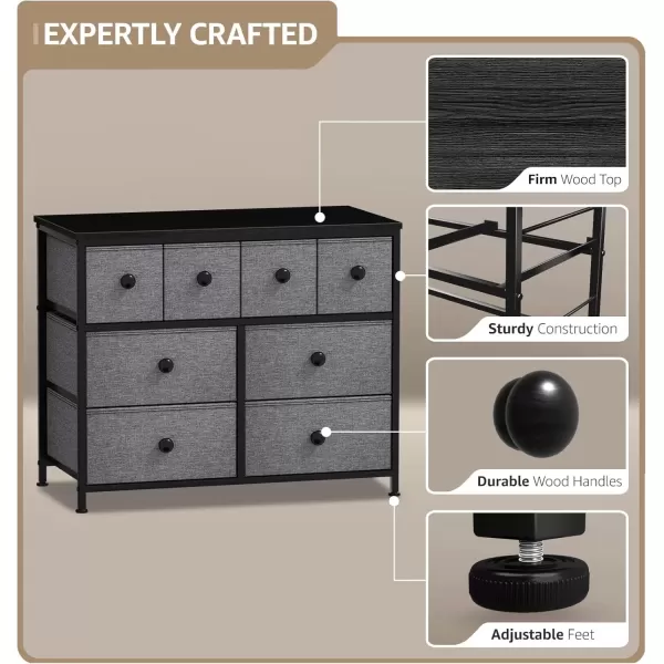 imageSorbus Fabric Dresser for Kids Bedroom  Chest of 8 Drawers Storage Tower Clothing Organizer for Closet for Playroom for Nursery Steel Frame Fabric Bins  Knob Handle Tiedye PurpleBlack