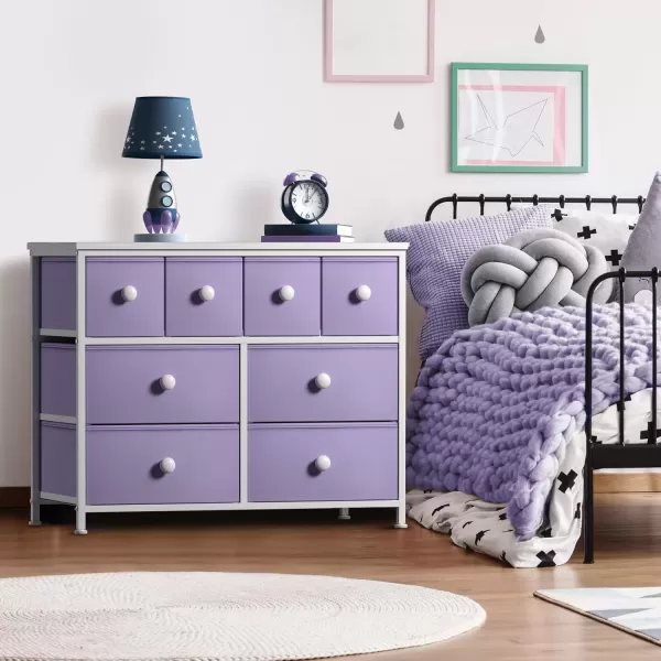 imageSorbus Fabric Dresser for Kids Bedroom  Chest of 8 Drawers Storage Tower Clothing Organizer for Closet for Playroom for Nursery Steel Frame Fabric Bins  Knob Handle Tiedye PurplePastel Purple