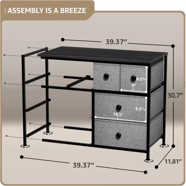imageSorbus Fabric Dresser for Kids Bedroom  Chest of 8 Drawers Storage Tower Clothing Organizer for Closet for Playroom for Nursery Steel Frame Fabric Bins  Knob Handle Tiedye PurpleBlack