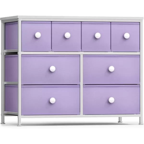 imageSorbus Fabric Dresser for Kids Bedroom  Chest of 8 Drawers Storage Tower Clothing Organizer for Closet for Playroom for Nursery Steel Frame Fabric Bins  Knob Handle Tiedye PurplePastel Purple