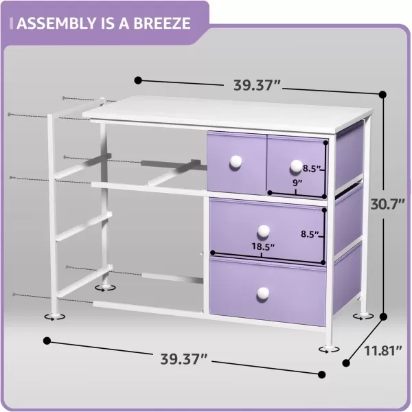 imageSorbus Fabric Dresser for Kids Bedroom  Chest of 8 Drawers Storage Tower Clothing Organizer for Closet for Playroom for Nursery Steel Frame Fabric Bins  Knob Handle Tiedye PurplePastel Purple