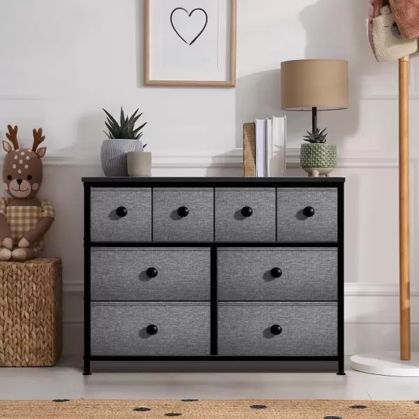 imageSorbus Fabric Dresser for Kids Bedroom  Chest of 8 Drawers Storage Tower Clothing Organizer for Closet for Playroom for Nursery Steel Frame Fabric Bins  Knob Handle Tiedye PurpleBlack