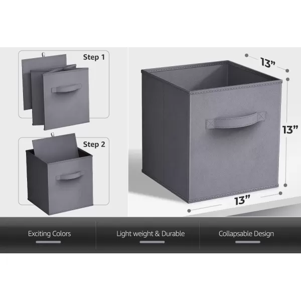 imageSorbus Fabric Storage Cubes  6 Foldable Storage Bins for Organizing Pantry Cubbies Toy Box  Clothes Storage ampamp Closet Organizer  13 Inch Collapsible Cube Baskets for Shelves with HandleGray