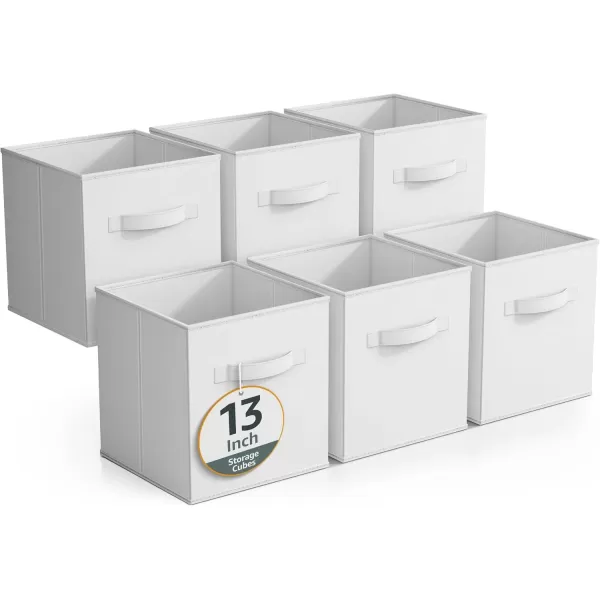 imageSorbus Fabric Storage Cubes  6 Foldable Storage Bins for Organizing Pantry Cubbies Toy Box  Clothes Storage ampamp Closet Organizer  13 Inch Collapsible Cube Baskets for Shelves with HandleWhite