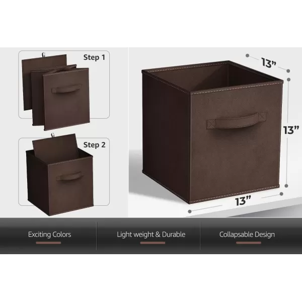 imageSorbus Fabric Storage Cubes  6 Foldable Storage Bins for Organizing Pantry Cubbies Toy Box  Clothes Storage ampamp Closet Organizer  13 Inch Collapsible Cube Baskets for Shelves with HandleChocolate