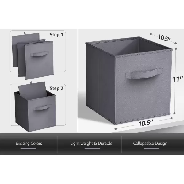 imageSorbus Fabric Storage Cubes  6 Foldable Storage Bins for Organizing Pantry Cubbies Toy Box  Clothes Storage ampamp Closet Organizer  13 Inch Collapsible Cube Baskets for Shelves with HandleGray