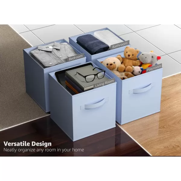 imageSorbus Fabric Storage Cubes  6 Foldable Storage Bins for Organizing Pantry Cubbies Toy Box  Clothes Storage ampamp Closet Organizer  13 Inch Collapsible Cube Baskets for Shelves with HandlePastel Blue