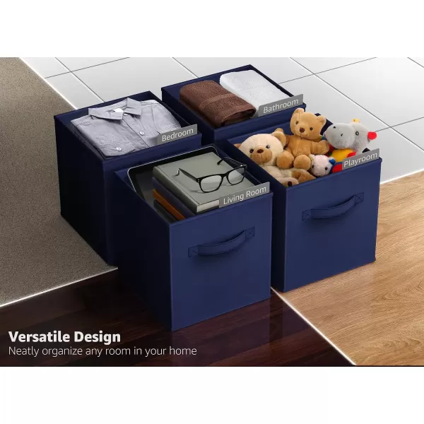 imageSorbus Fabric Storage Cubes  6 Foldable Storage Bins for Organizing Pantry Cubbies Toy Box  Clothes Storage ampamp Closet Organizer  13 Inch Collapsible Cube Baskets for Shelves with HandleNavy Blue
