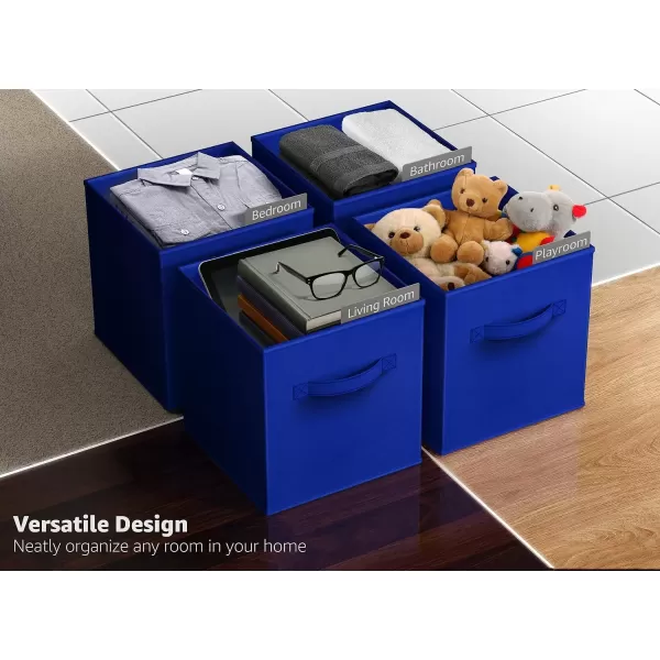 imageSorbus Fabric Storage Cubes  6 Foldable Storage Bins for Organizing Pantry Cubbies Toy Box  Clothes Storage ampamp Closet Organizer  13 Inch Collapsible Cube Baskets for Shelves with HandleRoyal Blue