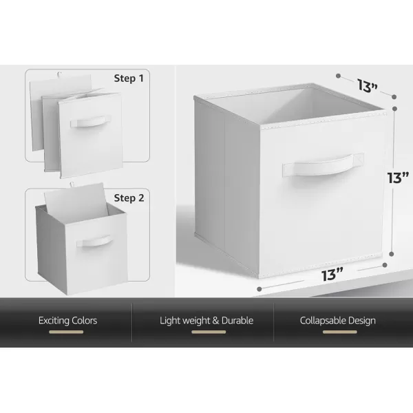 imageSorbus Fabric Storage Cubes  6 Foldable Storage Bins for Organizing Pantry Cubbies Toy Box  Clothes Storage ampamp Closet Organizer  13 Inch Collapsible Cube Baskets for Shelves with HandleWhite