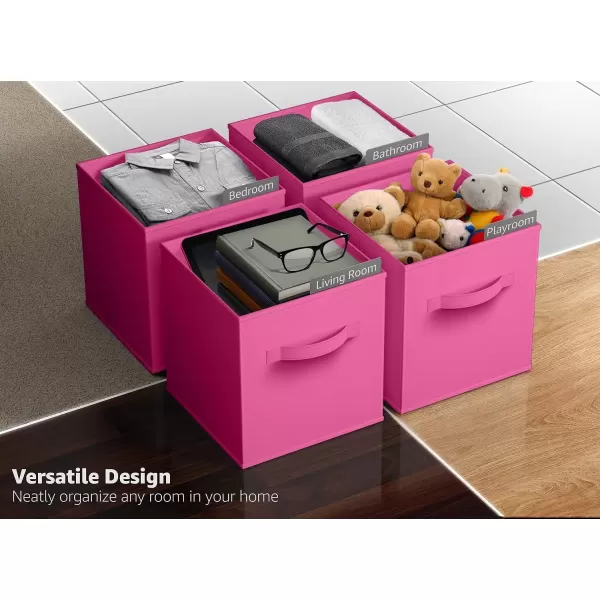 imageSorbus Fabric Storage Cubes  6 Foldable Storage Bins for Organizing Pantry Cubbies Toy Box  Clothes Storage ampamp Closet Organizer  13 Inch Collapsible Cube Baskets for Shelves with HandlePink