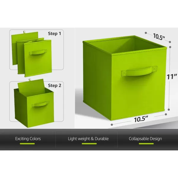 imageSorbus Fabric Storage Cubes  6 Foldable Storage Bins for Organizing Pantry Cubbies Toy Box  Clothes Storage ampamp Closet Organizer  13 Inch Collapsible Cube Baskets for Shelves with HandleGreen
