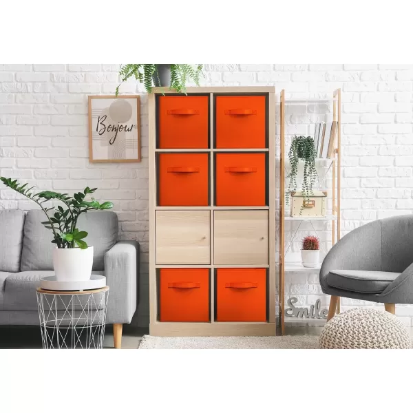 imageSorbus Fabric Storage Cubes  6 Foldable Storage Bins for Organizing Pantry Cubbies Toy Box  Clothes Storage ampamp Closet Organizer  13 Inch Collapsible Cube Baskets for Shelves with HandleOrange