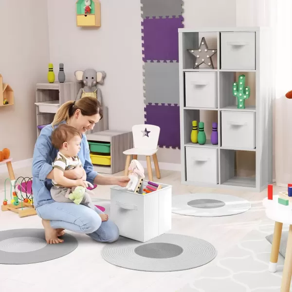 imageSorbus Fabric Storage Cubes  6 Foldable Storage Bins for Organizing Pantry Cubbies Toy Box  Clothes Storage ampamp Closet Organizer  13 Inch Collapsible Cube Baskets for Shelves with HandleWhite