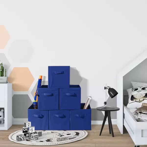 imageSorbus Fabric Storage Cubes  6 Foldable Storage Bins for Organizing Pantry Cubbies Toy Box  Clothes Storage ampamp Closet Organizer  13 Inch Collapsible Cube Baskets for Shelves with HandleNavy Blue