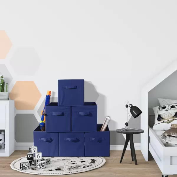 imageSorbus Fabric Storage Cubes  6 Foldable Storage Bins for Organizing Pantry Cubbies Toy Box  Clothes Storage ampamp Closet Organizer  13 Inch Collapsible Cube Baskets for Shelves with HandleRoyal Blue