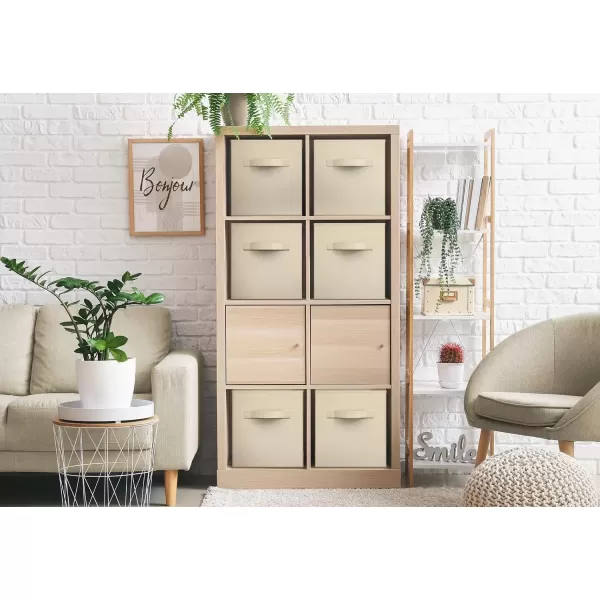 imageSorbus Fabric Storage Cubes  6 Foldable Storage Bins for Organizing Pantry Cubbies Toy Box  Clothes Storage ampamp Closet Organizer  13 Inch Collapsible Cube Baskets for Shelves with HandleBeige