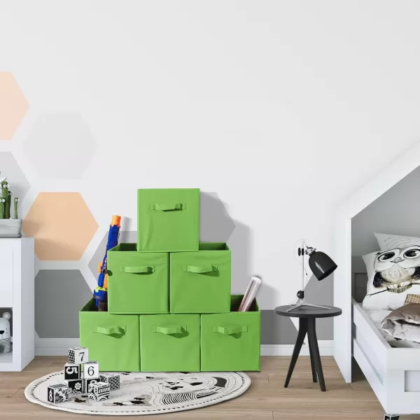 imageSorbus Fabric Storage Cubes  6 Foldable Storage Bins for Organizing Pantry Cubbies Toy Box  Clothes Storage ampamp Closet Organizer  13 Inch Collapsible Cube Baskets for Shelves with HandleGreen