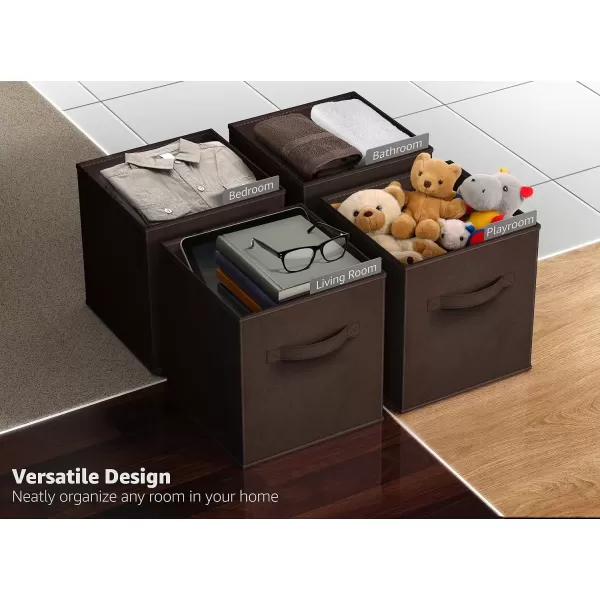 imageSorbus Fabric Storage Cubes  6 Foldable Storage Bins for Organizing Pantry Cubbies Toy Box  Clothes Storage ampamp Closet Organizer  13 Inch Collapsible Cube Baskets for Shelves with HandleChocolate