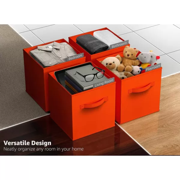 imageSorbus Fabric Storage Cubes  6 Foldable Storage Bins for Organizing Pantry Cubbies Toy Box  Clothes Storage ampamp Closet Organizer  13 Inch Collapsible Cube Baskets for Shelves with HandleOrange