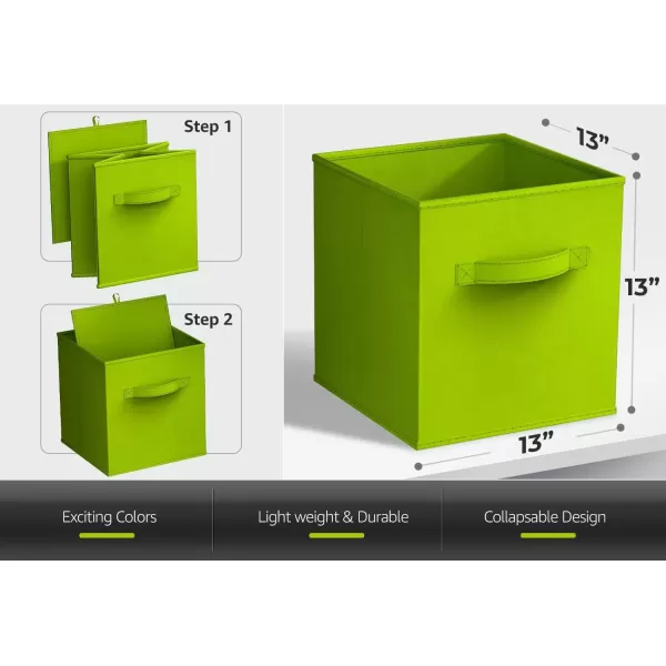 imageSorbus Fabric Storage Cubes  6 Foldable Storage Bins for Organizing Pantry Cubbies Toy Box  Clothes Storage ampamp Closet Organizer  13 Inch Collapsible Cube Baskets for Shelves with HandleGreen