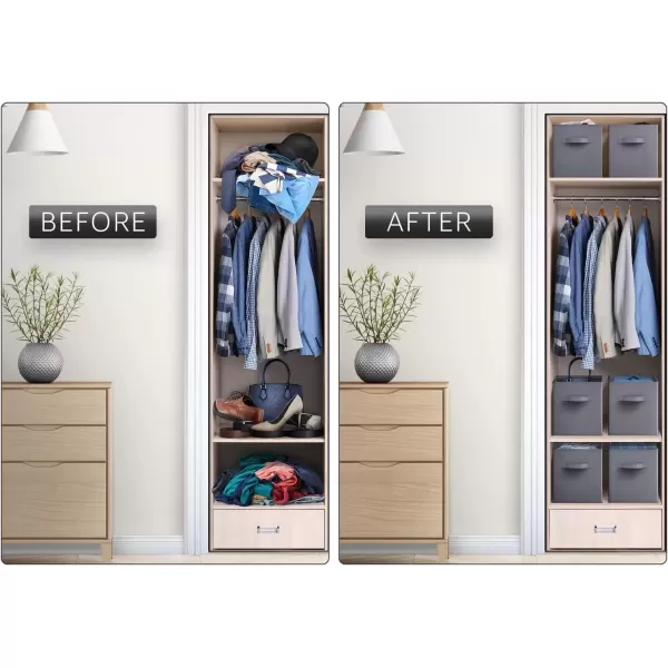 imageSorbus Fabric Storage Cubes  6 Foldable Storage Bins for Organizing Pantry Cubbies Toy Box  Clothes Storage ampamp Closet Organizer  13 Inch Collapsible Cube Baskets for Shelves with HandleGray