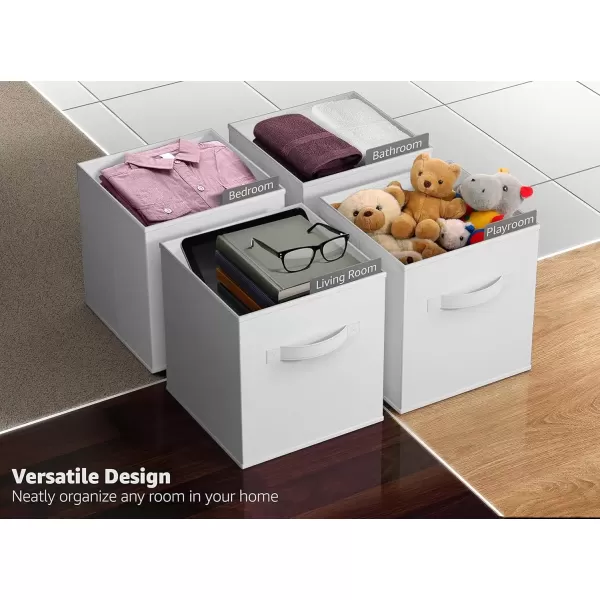imageSorbus Fabric Storage Cubes  6 Foldable Storage Bins for Organizing Pantry Cubbies Toy Box  Clothes Storage ampamp Closet Organizer  13 Inch Collapsible Cube Baskets for Shelves with HandleWhite
