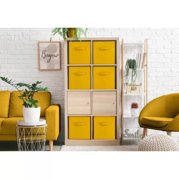 imageSorbus Fabric Storage Cubes  6 Foldable Storage Bins for Organizing Pantry Cubbies Toy Box  Clothes Storage ampamp Closet Organizer  13 Inch Collapsible Cube Baskets for Shelves with HandleDark Yellow