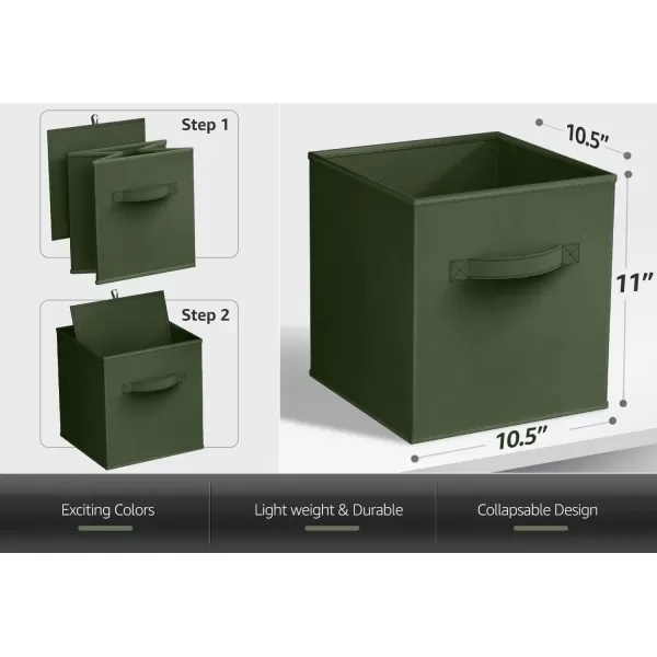 imageSorbus Fabric Storage Cubes  6 Foldable Storage Bins for Organizing Pantry Cubbies Toy Box  Clothes Storage ampamp Closet Organizer  13 Inch Collapsible Cube Baskets for Shelves with HandleDark Green