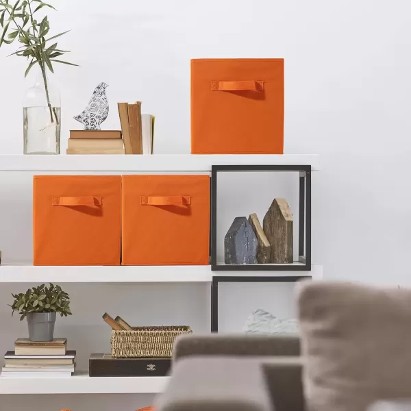 imageSorbus Fabric Storage Cubes  6 Foldable Storage Bins for Organizing Pantry Cubbies Toy Box  Clothes Storage ampamp Closet Organizer  13 Inch Collapsible Cube Baskets for Shelves with HandleOrange