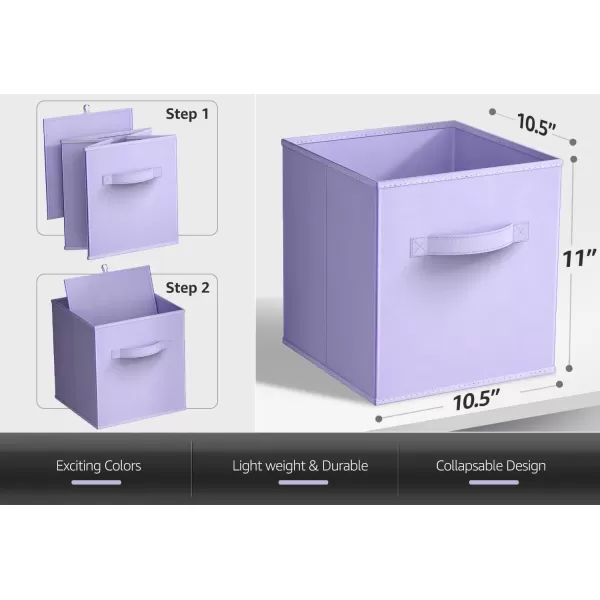 imageSorbus Fabric Storage Cubes  6 Foldable Storage Bins for Organizing Pantry Cubbies Toy Box  Clothes Storage ampamp Closet Organizer  13 Inch Collapsible Cube Baskets for Shelves with HandlePastel Purple