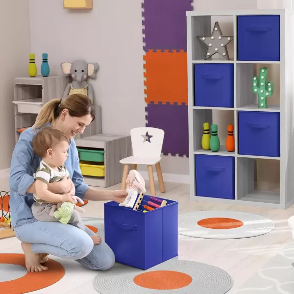 imageSorbus Fabric Storage Cubes  6 Foldable Storage Bins for Organizing Pantry Cubbies Toy Box  Clothes Storage ampamp Closet Organizer  13 Inch Collapsible Cube Baskets for Shelves with HandleRoyal Blue