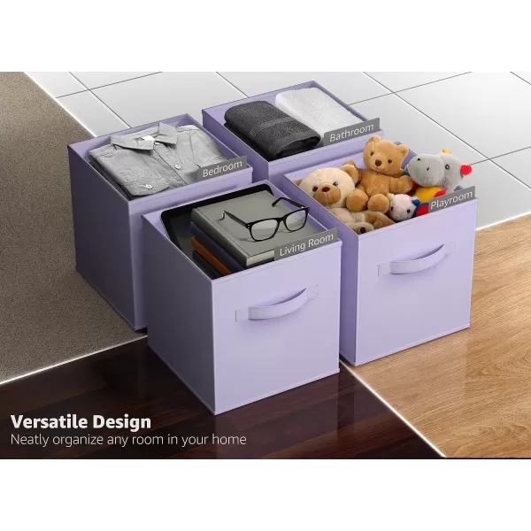 imageSorbus Fabric Storage Cubes  6 Foldable Storage Bins for Organizing Pantry Cubbies Toy Box  Clothes Storage ampamp Closet Organizer  13 Inch Collapsible Cube Baskets for Shelves with HandlePastel Purple