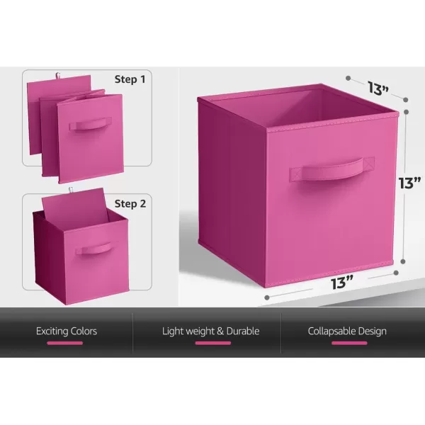 imageSorbus Fabric Storage Cubes  6 Foldable Storage Bins for Organizing Pantry Cubbies Toy Box  Clothes Storage ampamp Closet Organizer  13 Inch Collapsible Cube Baskets for Shelves with HandlePink