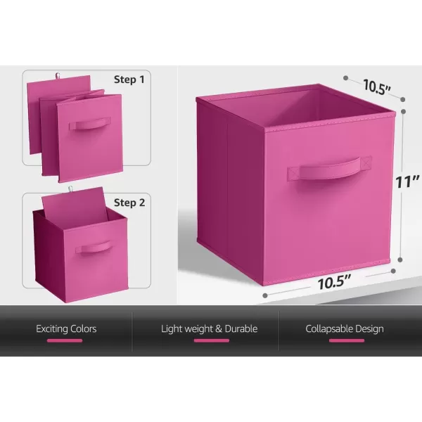 imageSorbus Fabric Storage Cubes  6 Foldable Storage Bins for Organizing Pantry Cubbies Toy Box  Clothes Storage ampamp Closet Organizer  13 Inch Collapsible Cube Baskets for Shelves with HandlePink