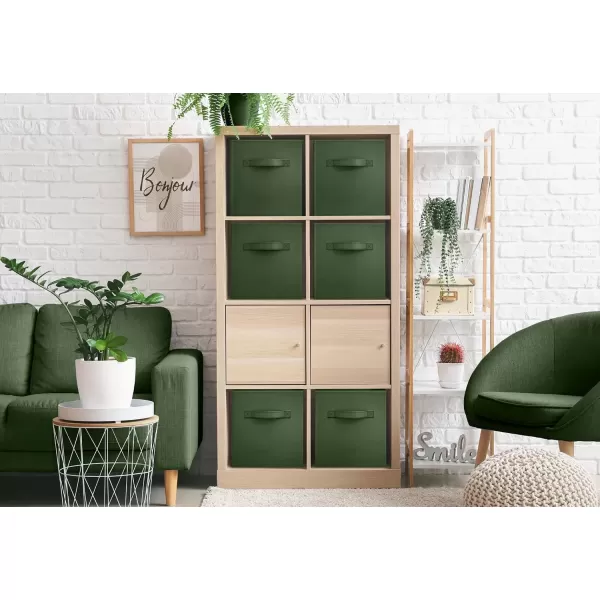 imageSorbus Fabric Storage Cubes  6 Foldable Storage Bins for Organizing Pantry Cubbies Toy Box  Clothes Storage ampamp Closet Organizer  13 Inch Collapsible Cube Baskets for Shelves with HandleDark Green