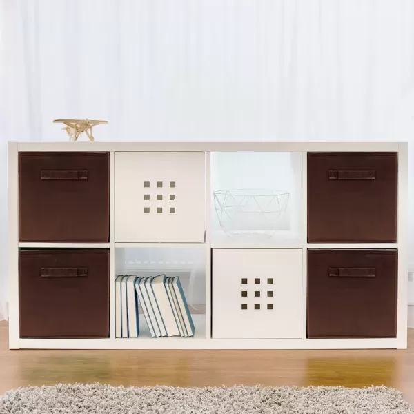 imageSorbus Fabric Storage Cubes  6 Foldable Storage Bins for Organizing Pantry Cubbies Toy Box  Clothes Storage ampamp Closet Organizer  13 Inch Collapsible Cube Baskets for Shelves with HandleChocolate