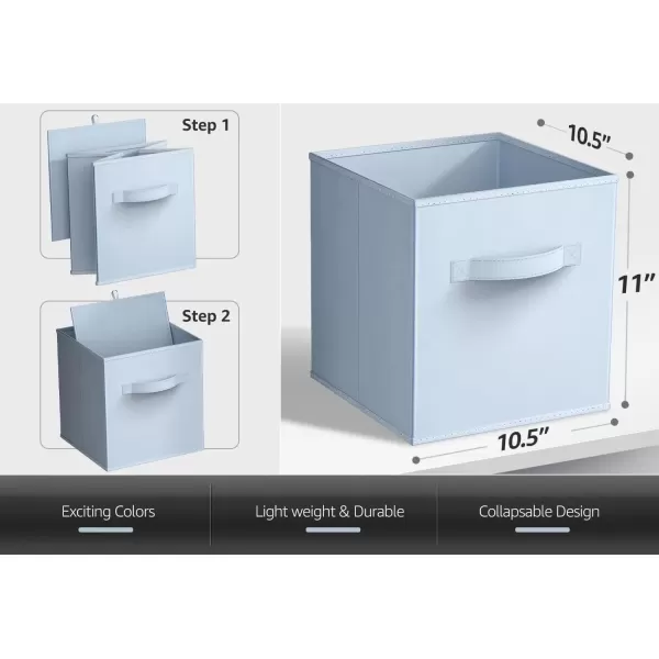 imageSorbus Fabric Storage Cubes  6 Foldable Storage Bins for Organizing Pantry Cubbies Toy Box  Clothes Storage ampamp Closet Organizer  13 Inch Collapsible Cube Baskets for Shelves with HandlePastel Blue