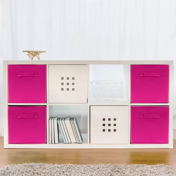 imageSorbus Fabric Storage Cubes  6 Foldable Storage Bins for Organizing Pantry Cubbies Toy Box  Clothes Storage ampamp Closet Organizer  13 Inch Collapsible Cube Baskets for Shelves with HandlePink