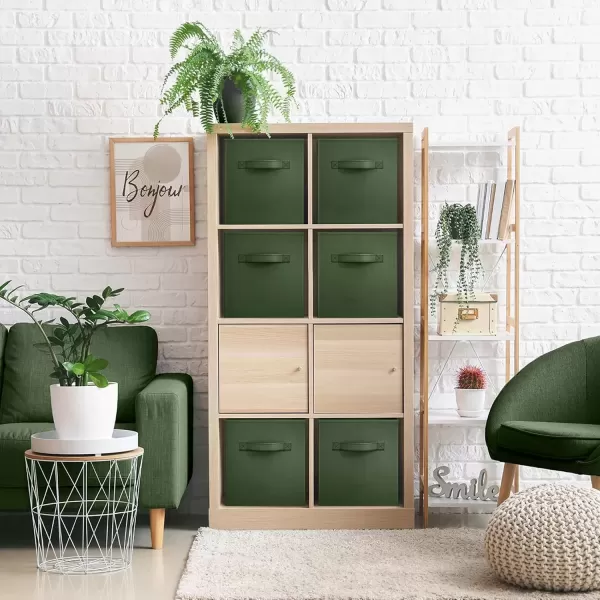 imageSorbus Fabric Storage Cubes  6 Foldable Storage Bins for Organizing Pantry Cubbies Toy Box  Clothes Storage ampamp Closet Organizer  13 Inch Collapsible Cube Baskets for Shelves with HandleDark Green