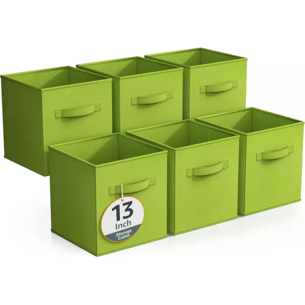 imageSorbus Fabric Storage Cubes  6 Foldable Storage Bins for Organizing Pantry Cubbies Toy Box  Clothes Storage ampamp Closet Organizer  13 Inch Collapsible Cube Baskets for Shelves with HandleGreen