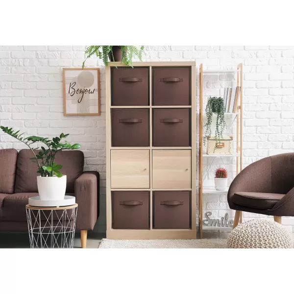 imageSorbus Fabric Storage Cubes  6 Foldable Storage Bins for Organizing Pantry Cubbies Toy Box  Clothes Storage ampamp Closet Organizer  13 Inch Collapsible Cube Baskets for Shelves with HandleChocolate