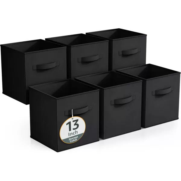imageSorbus Fabric Storage Cubes  6 Foldable Storage Bins for Organizing Pantry Cubbies Toy Box  Clothes Storage ampamp Closet Organizer  13 Inch Collapsible Cube Baskets for Shelves with HandleBlack