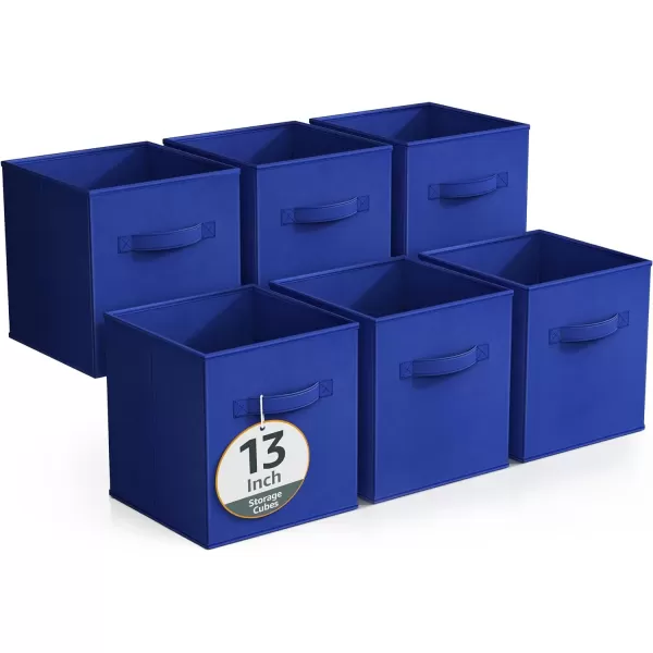 imageSorbus Fabric Storage Cubes  6 Foldable Storage Bins for Organizing Pantry Cubbies Toy Box  Clothes Storage ampamp Closet Organizer  13 Inch Collapsible Cube Baskets for Shelves with HandleRoyal Blue