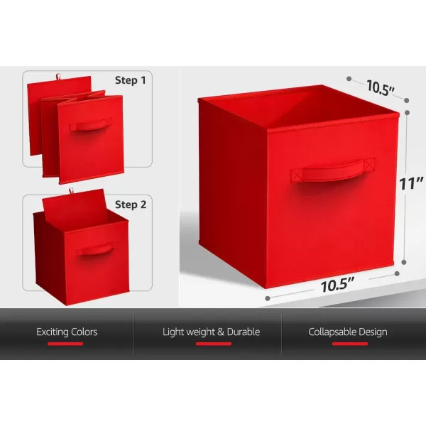 imageSorbus Fabric Storage Cubes  6 Foldable Storage Bins for Organizing Pantry Cubbies Toy Box  Clothes Storage ampamp Closet Organizer  13 Inch Collapsible Cube Baskets for Shelves with HandleRed