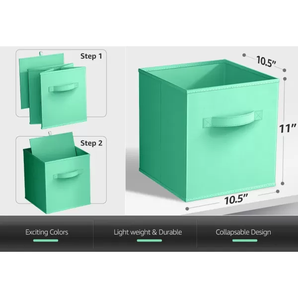 imageSorbus Fabric Storage Cubes  6 Foldable Storage Bins for Organizing Pantry Cubbies Toy Box  Clothes Storage ampamp Closet Organizer  13 Inch Collapsible Cube Baskets for Shelves with HandleTeal
