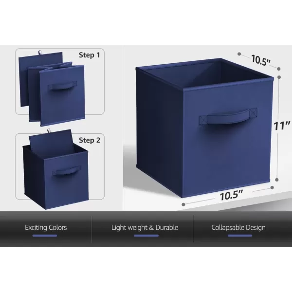 imageSorbus Fabric Storage Cubes  6 Foldable Storage Bins for Organizing Pantry Cubbies Toy Box  Clothes Storage ampamp Closet Organizer  13 Inch Collapsible Cube Baskets for Shelves with HandleNavy Blue